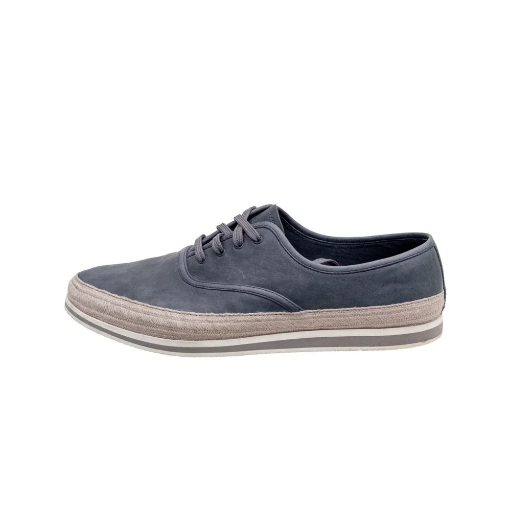 $790 PRADA Aged Leather ESPADRILLE HYBRID Navy SNEAKERS‎ EU 41 UK 8.5 US 9.5